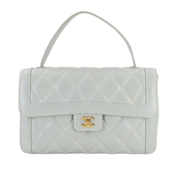 CHANEL Matelasse Wild Stitch Hand Bag Leather Light Gray 90282878 - Picture 1 of 11